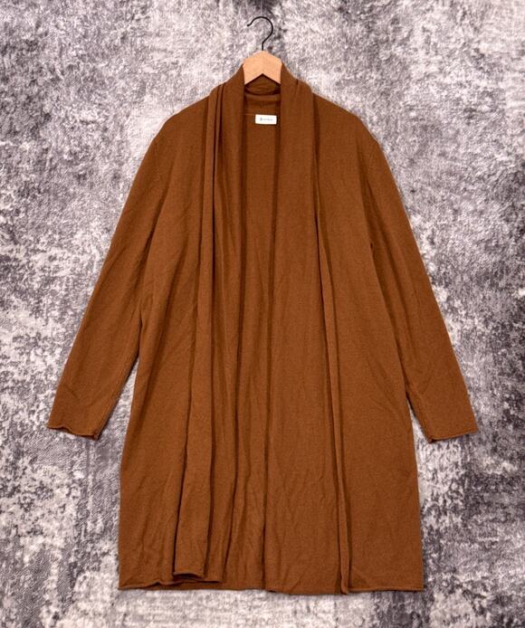 Lilysilk Sweaters - Lilysilk Sweater Large Women 100% Cashmere Wrap Shawl Long Toffee Brown Cardigan